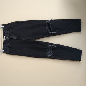 7 or 27 Vibrant M.I.U. Washed Black Denim Jeans Busted Knees Distressed